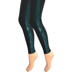 Dames legging - Katoen - Fluweel streep - Groen - Maat S/M