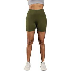 Livano Biker Short Dames - Korte Legging - Lange Onderbroek - Bikershort - Met Pijpjes - Legergroen - Maat XS