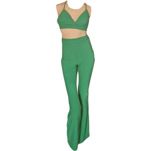 Dames crop top en lange broek - summer set - Mkay - Groen