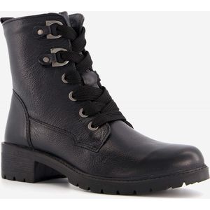 Hush Puppies leren veterboots met brede veters - Zwart - Uitneembare zool - Maat 37