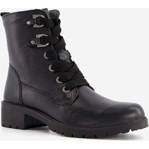 Hush Puppies leren veterboots met brede veters - Zwart - Uitneembare zool - Maat 40