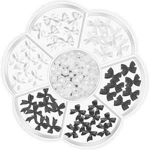 Mixed 3D Nail Art Decoratieve Gemstone Accessoires Kit - Beads met Tweezers - Zwart Witte Nail Art Water Diamond Nail Accessoires