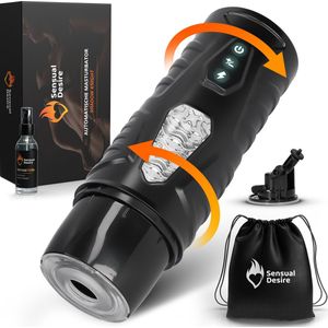 Sensual Desire® Shadow Knight – Automatische Masturbator – 7 Stoot & Roteer Standen – Ultra Realistisch – Turboknop – Oplaadbaar – Elektrisch – Masturbator voor Mannen – Sex Toys voor Mannen – Pocket Pussy + Gratis Glijmiddel & Opbergzak