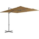 VidaXL Zweefparasol Stalen Paal 250x250 cm Taupe