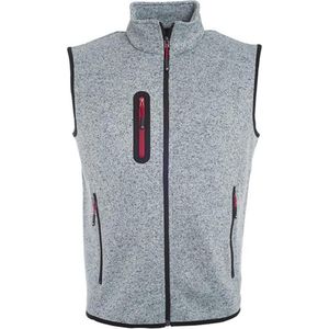 James and Nicholson Heren Gebreid Vlies Vest (Lichtgrijs Melange/Rood)