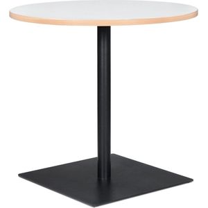 Alterego Witte ronde tafel 'FUSION ROUND' met zwart frame - Ø 80 cm