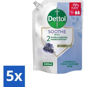 Dettol - Handzeep Navulling - Soothe - Lavendel & Vioolbloesem - 500 ml - Bulkverpakking - 5 stuks