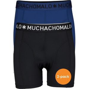 Muchchomalo microfiber boxershorts (2-pack) - heren boxers normale lengte - zwart en blauw - Maat: S