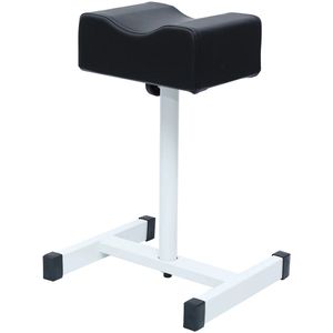 Pedicure Voetsteun - Pedicurestoel - Manicure & Pedicure Krukje - Zwart - Staal & PVC Leer - Verstelbaar 45-65 cm - Gewatteerd Kussen - Geschikt voor Salon & Thuis