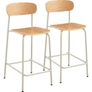 Oviala - Set van 2 beige metalen en houten kinderstoelen