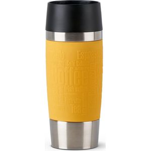 Travel Mug Classic Thermosbeker, 360 ml, 4 uur warm, 8 uur koud, BPA-vrij, 100% lekvrij, vaatwasmachinebestendig, 360 graden drinkopening, geel
