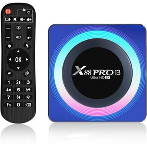 Android TV Box 8K 4GB RAM 64GB ROM Android 13.0-systeem, Streaming box met wifi Ondersteuning WLAN 6 2,4 GHz/5,8, Ultra HD-speler, Bluetooth 5.0 quad-core behuizing Smart TV apparatuur USB 3.0/2.0