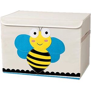 Opbergkist kinderen - Speelgoedkist - Leuke Bij - Opbergkist voor de babykamer - Wasmand Kinderkamer - Opbergen speelgoedmand - Wit - Geel
