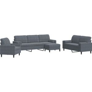 vidaXL - 4-delige - Loungeset - met - kussens - en - bolsters - fluweel - donkergrijs