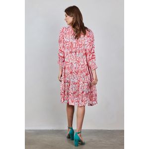 DIDI Dames Dress Sunset in Offwhite with Coral Garden print maat 44
