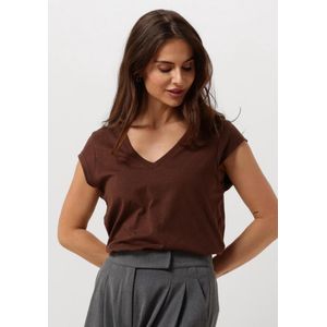 CC Heart Basic V-neck T-shirt Tops & T-shirts Dames - Shirt - Bruin - Maat XS
