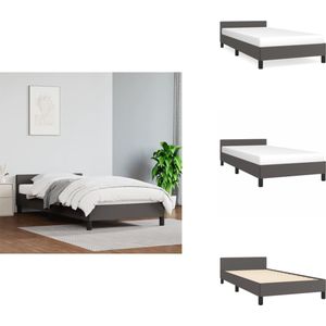 vidaXL Bedframe Met Hoofdbord - Bedframes Met Hoofdborden - Bedframe - Bed - Bedframe met hoofdeinde zonder matras 100x200 cm grijs