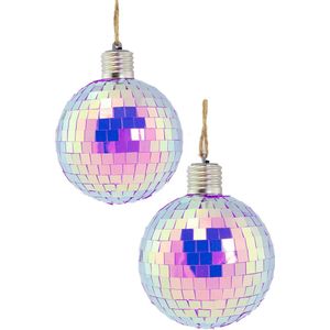 Disco Spiegel Glitter Ball Helmen/Met Intrekbare Vizier/Prachtige Disco Ball Helmen voor DJ Club Stage Bar Party Dance (Zilver