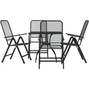 vidaXL 5-delige Tuinset metaalgaas antracietkleurig - Tuinset - Tuinsets - Loungeset - Tuintafel