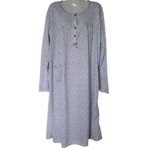 Dames - Nachthemd - Lange Mouwen - Kleur Wit/Grijs/Groen - Maat 52 - Cadeau - Moederdag - Kerst