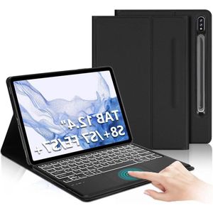 Toetsenbordhoes met touchpad voor Samsung Galaxy Tab S7 Plus/S8 Plus - Afneembaar QWERTZ-toetsenbord - 12.4 inch - Galaxy Tab S7 FE/S7+/S8+