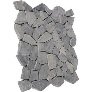 m² (11 st.) Mozaïektegel breuksteen marmer grijs 30 x 30 cm, vloertegel, wandtegel