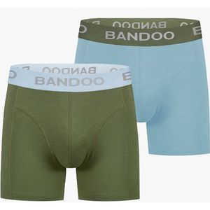 Bandoo Men's Bamboo - boxershorts heren - heren ondergoed - boxershorts - 2 Pack - Olive Green - Sky Blue - Size : M
