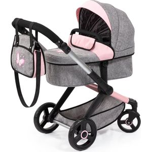Bayer Design - Combi Poppenwagen Xeo, tas, jeans-grijs, roze