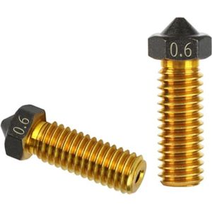 3D printer reserveonderdelen - 3D Printer Nozzles - 2-delige Vulkanische Messing Nozzles 0,6mm, Zonder Anti-borstkop, Geschikt voor 1,75mm 3D Printers