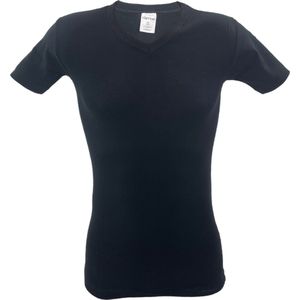 SQOTTON® V-hals T-shirt - Zwart - Maat XL