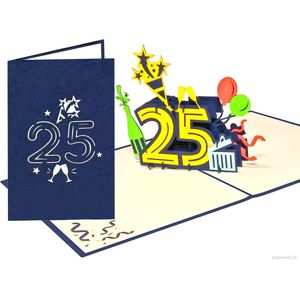 Popcards popupkaarten – Jubileum 25 jaar - Verjaardag 25 jaar Happy Birthday Felicitatie Felicitatie pop-up kaart 3D wenskaart