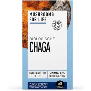 Mushrooms for Life - Chaga bio - Voedingssupplement - 60 Capsules - Biologisch