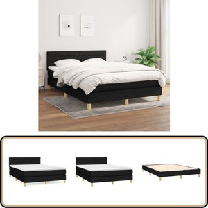 vidaXL Boxspring - Zwart - 140x190 cm - Inclusief Matras Boxspringbed - Boxsprings - Slaapkamerinrichting - Tweepersoonsbed - Zwarte Bed
