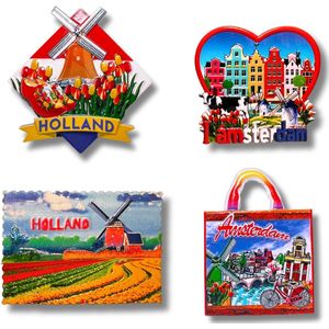 Koelkastmagneten Set: Holland - 4 stuks - Typische Souvenirs uit Nederland