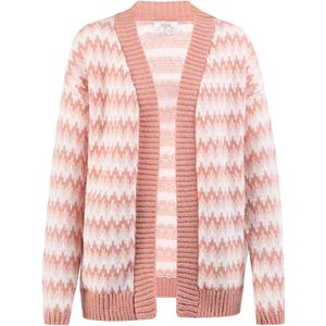 usha - FESTIVAL - Gebreid Vest - Rosa / Oudroze / Wit