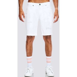 Smith & Solo korte spijkerbroek heren - broek jeans short - destroyed broeken shorts - Wit - 31