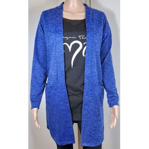 Dames vest lang vest openvallend vest, jas open gedragen losvallend vest lange mouw blauw S/M