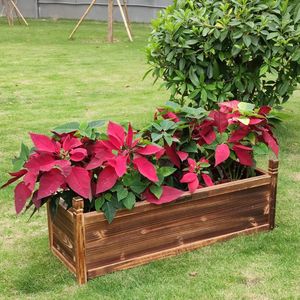 Plantenbak voor buiten - bloembak - voor tuin of balkon - hout rechthoekig - 60 x 30 x 33 cm
