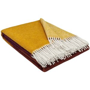 Plaids.shop - COMO - Wollen Plaid - Donkerrood-Terracotta-Okergeel - 140x200cm - 100% Wol