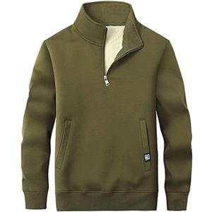 Heren Winter Fleece Pullover met Kraag en Rits - Comfortabele Sweater met 2 Zakken (S-3XL)
