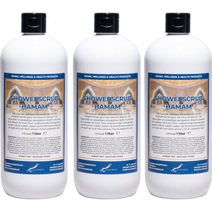 Showerscrub Hamam 1 liter - set van 3 stuks - verfrissende scrubgel - exfoliërende bodyscrub