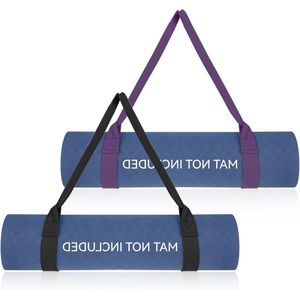 2 stuks yogamatriemen - zwart en paars, multifunctioneel en verstelbaar - 150 cm
