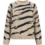 Object - Objdiana Ls Re O-neck Knit Noos - Trui - Morel/Black Zebr