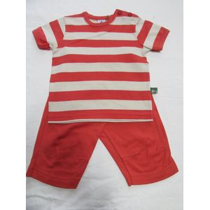 petit bateau , kledingset , jongen, rood/ecru , 12 maand 74