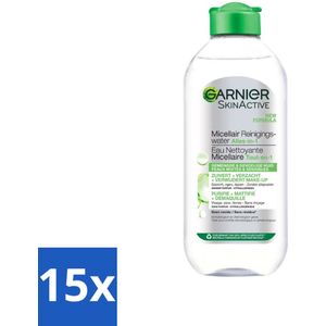 15 x Garnier - SkinActive - Micellair Reinigingswater - Vette Huid - Verzachtend & Reinigend - 400 ml - Micellair Reinigingswater - Vette Huid - Make-up Verwijderen - Geurloos - Hypoallergeen