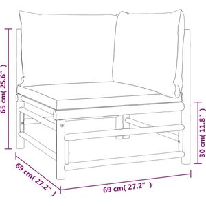 VidaXL 6-delige Loungeset met Kussens - Bamboe Taupe