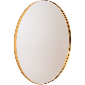 Housevitamin Ronde Metalen Spiegel - Staal Rand 3cm 80 Dia - Gemaakt van Staal Gouden Wand Spiegel 80cm