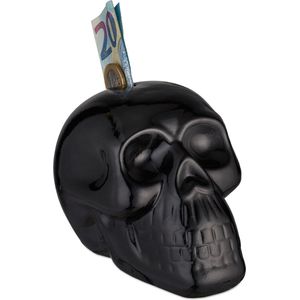 Relaxdays spaarpot schedel - gothic spaarvarken - doodshoofd - decoratie - geld sparen