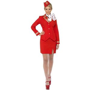 Smiffy's - Stewardess Kostuum - Rode Stewardess - Vrouw - Rood - XL - Carnavalskleding - Verkleedkleding