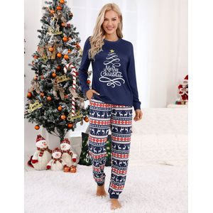 Kerstpyjama familie tweedelige pyjamaset lange kerstpyjama outfit winter huispak nachtkleding voor dames heren kinderen
